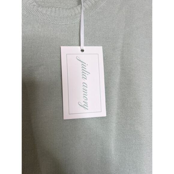 NWT Julia Amory Falmouth Cotton Knit Cotton Crewneck Sweater Icy Mint Size: XL - Picture 4 of 8